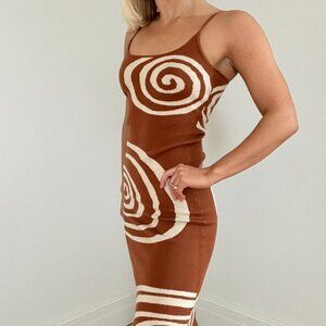 Pretty Garbage Swirl Print Knit bodycon dress